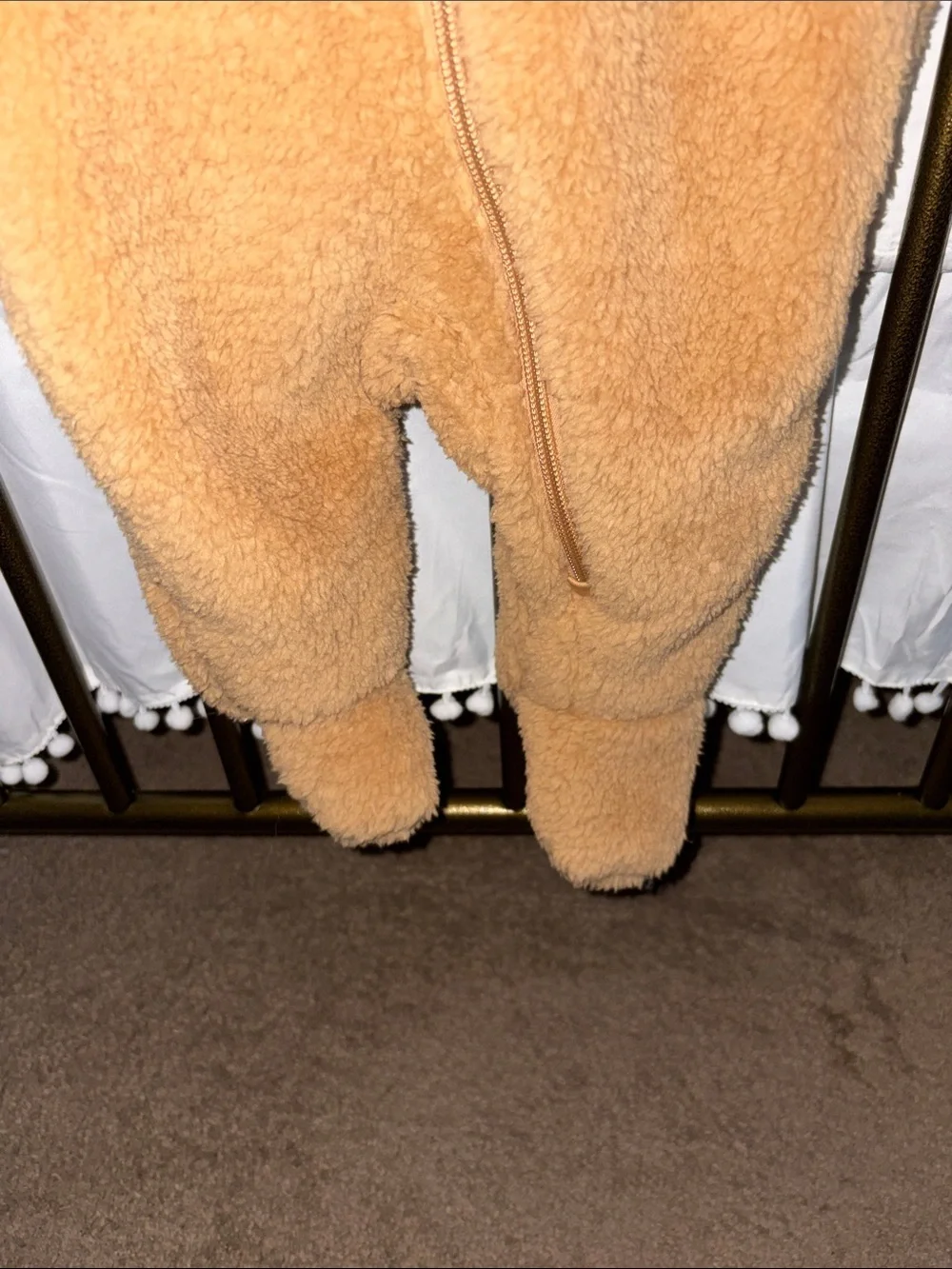 Old Navy Teddy Bear Hooded Footie in Tan size 3/6 months